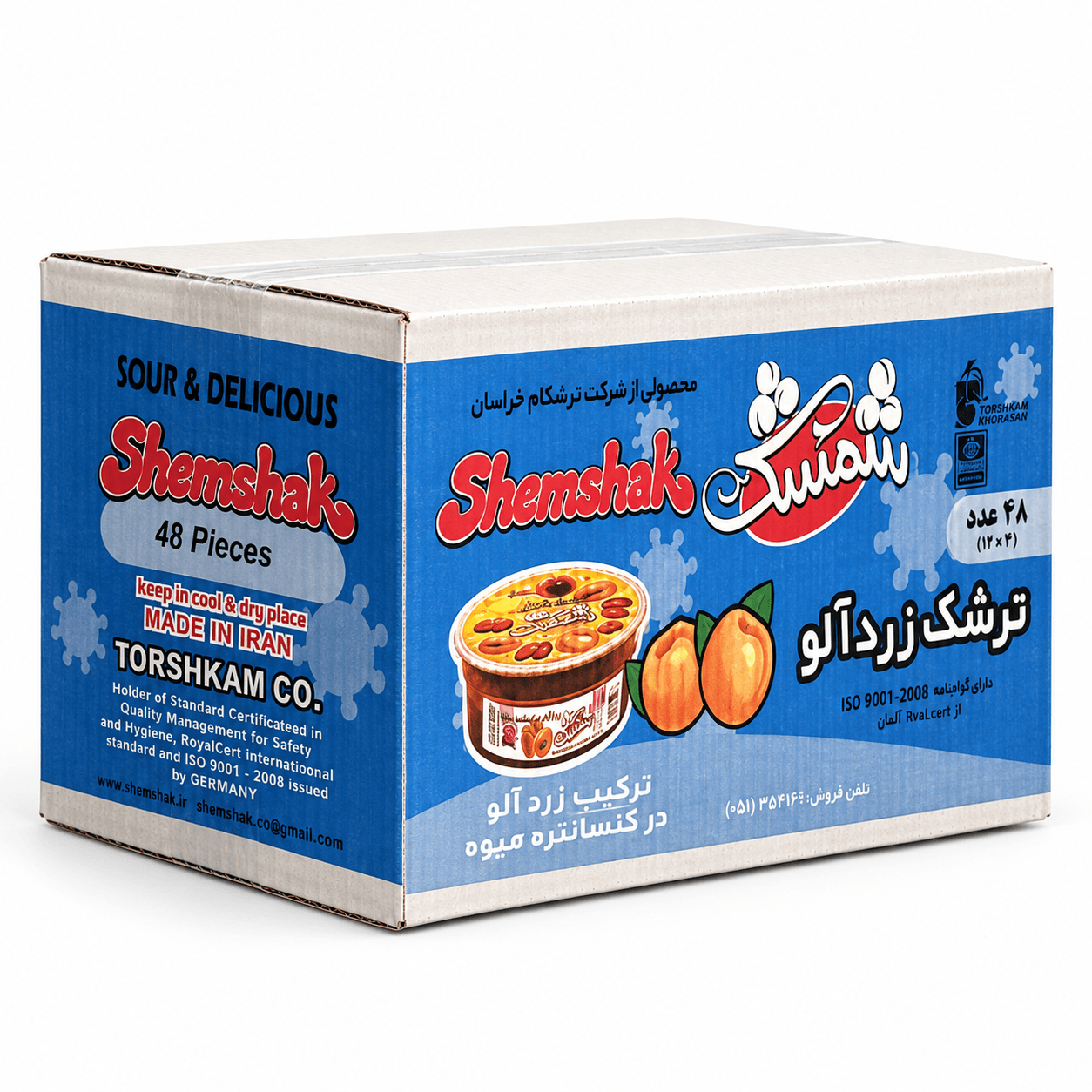 ترشک زردآلو 85 گرمی کارتن 48 عددی